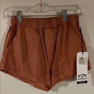 Billabong Brown Athletic Shorts Relaxed Fit Elastic Waistband